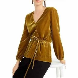 J.Crew Faux Wrap Gold Drapey Velvet Top Size 4